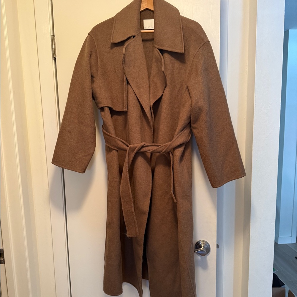 Oak and Fort oversized wool camel trench coat